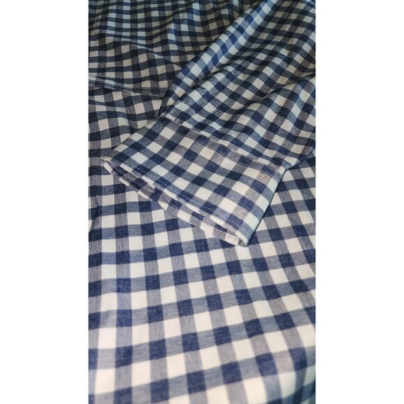 Roundtree & Yorke Men's 2XB Blue & White Check Button-Down Shirt Long Sleeve New - Picture 13 of 15